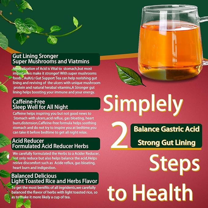 Acid Reflux Heartburn ReliefBetter FocusDigestionAuKrLr Natural Herbal Mushroom Tea with Super foodsHericiumLions maneNo Sugar &amp Caffeine Free