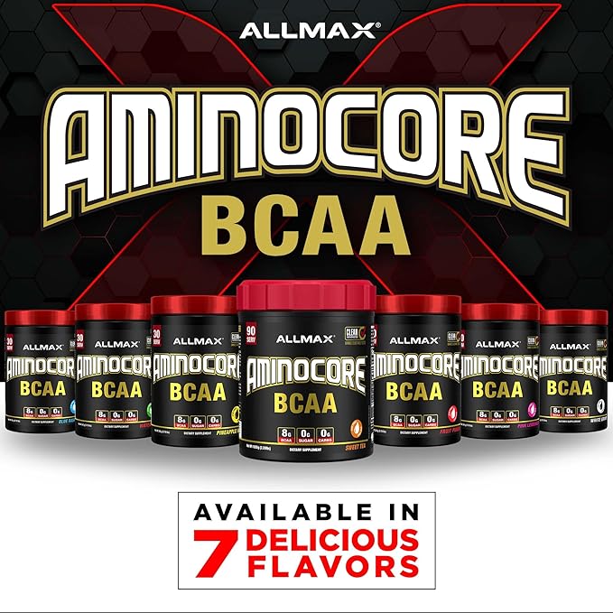 ALLMAX AMINOCORE BCAA Powder for Workout Muscle Recovery &amp Increased Endurance - Sugar Free No Fillers 8.18 Grams Bcaas Amino Acids B Vitamins for Women and Men - 30 Servings | Blue Raspberry 3