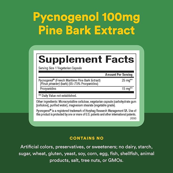 Natural Factors Pycnogenol 25 mg Antioxidant Support for Healthy Aging 60 Capsules