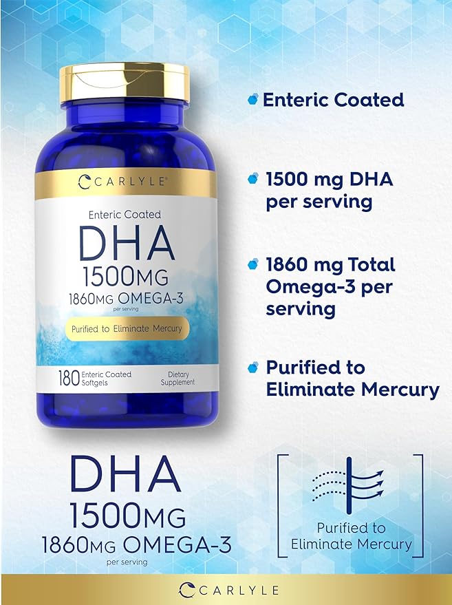Carlyle DHA Supplement 1500mg | 180 Softgels | Omega-3 Supplement | Non-GMO Gluten Free