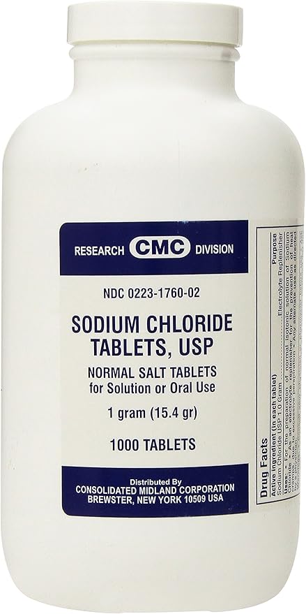 Sodium Chloride USP Normal Salt 1000 Tablets 1 GRAM