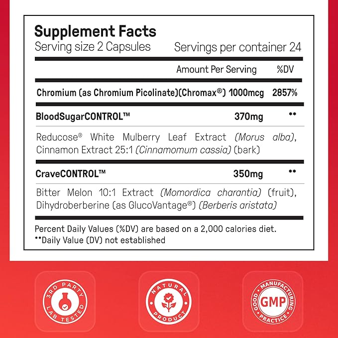 Happy Mammoth Ultimate Cravings Control – Sugar &amp Carb Cravings Support Chromium Natural Appetite Management &amp Metabolism Supplement for Adults Non-GMO No Gluten Dairy Soy or Sugar 48 C