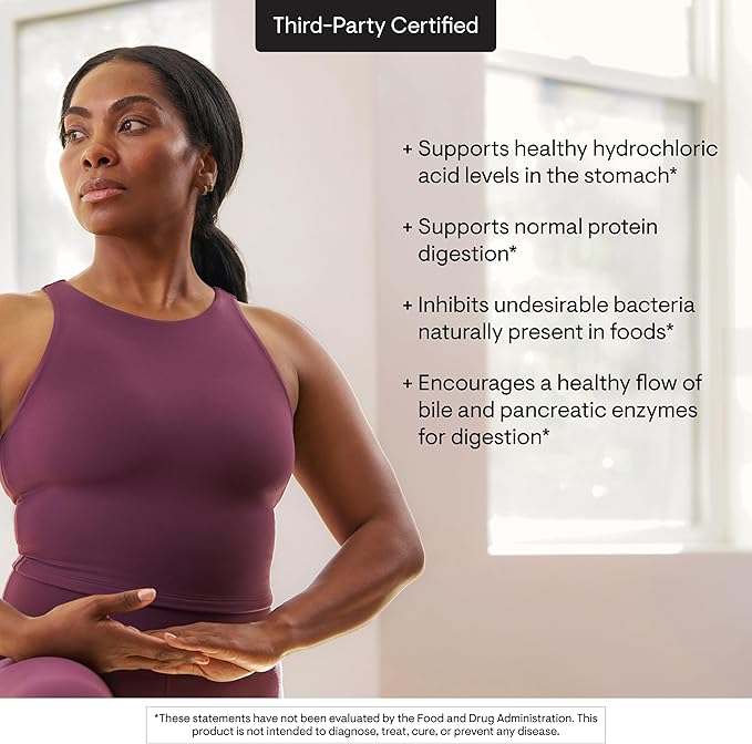 THORNE - Betaine HCL &amp Pepsin - Digestive Enzyme &amp Hydrochloric Acid Supplement for Protein Digestion &amp Occasional Gas or Bloating Relief* - Third-Party Certified - Gluten &amp Dairy-Free