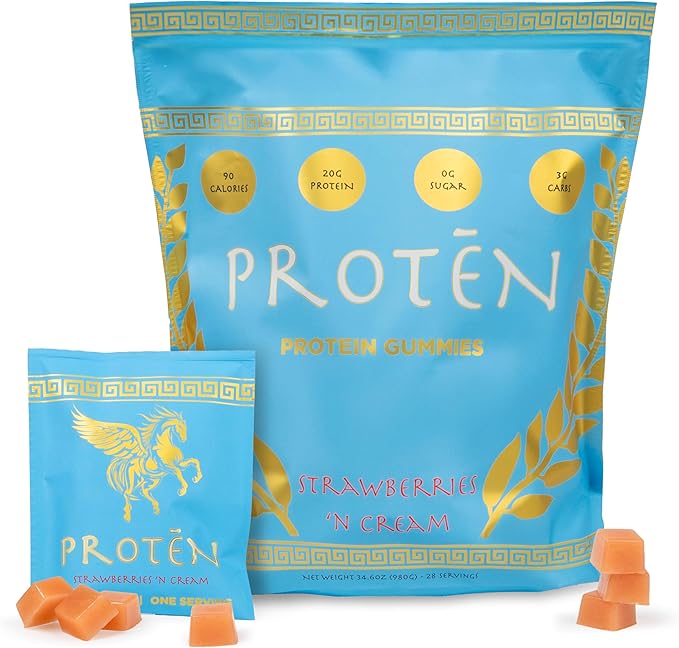 Protein Gummies by PROTĒN 20g Protein 90 Calories On-The-Go Snackable Nutrition