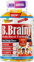 B.Brainy Focus Gummies for Kids &amp Teens Kids Focus and Attention Supplements Brain Focus Vitamins Vegan Omega 3 EPA/DHA Support Memory Clarity Concentration Low Sugar 60 Gummies