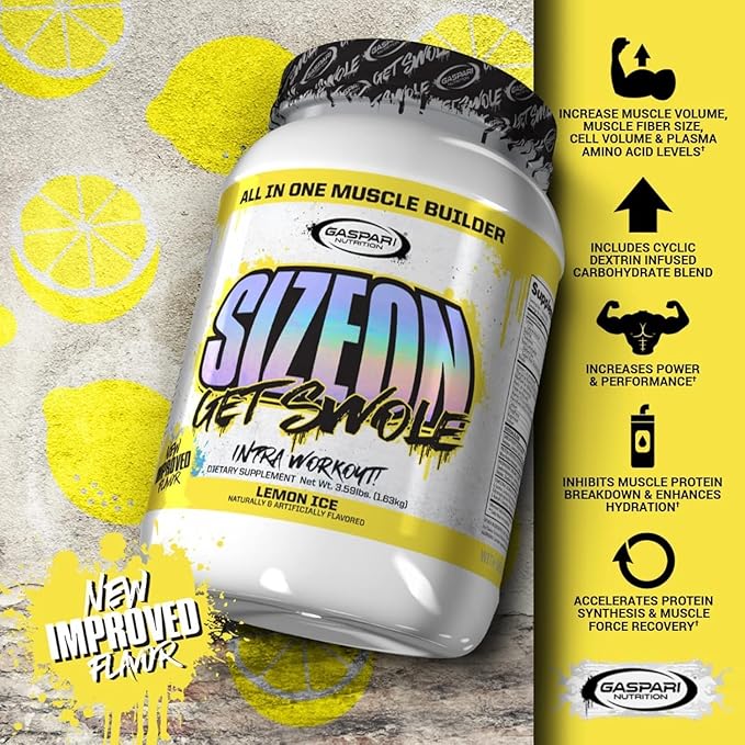 Gaspari Nutrition SizeOn The Ultimate Hybrid Intra-Workout Amino Acid &amp Creatine Formula Increased Muscle Volume &amp Muscle Recovery (3.59 Pounds Lemon Ice)