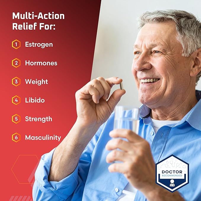 Ben's Natural Health Estro Clear Natural Men's Wellness Supplement with DIM Tiger Nut Astragalus Calcium D Glucarate 6 Pack 360 Capsules