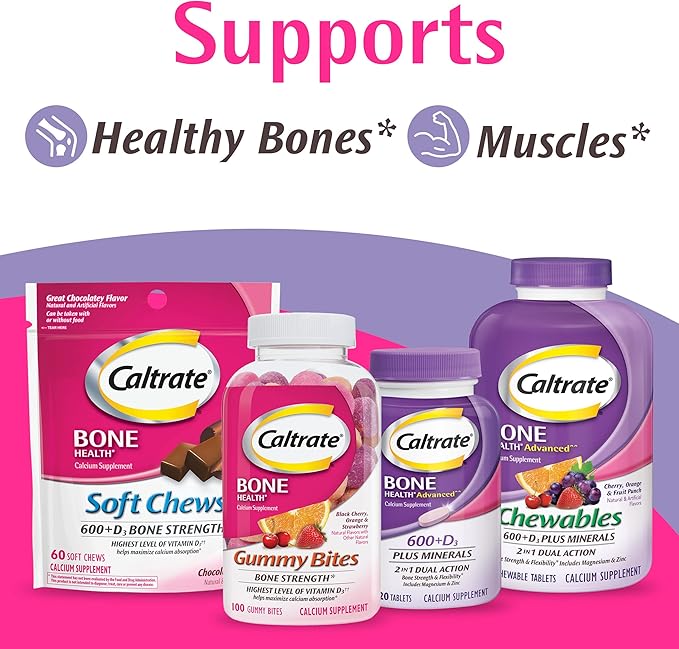 Caltrate 600 Plus D3 Calcium and Vitamin D Supplement Tablets Bone Health Supplements for Adults - 60 Count (Pack of 4)