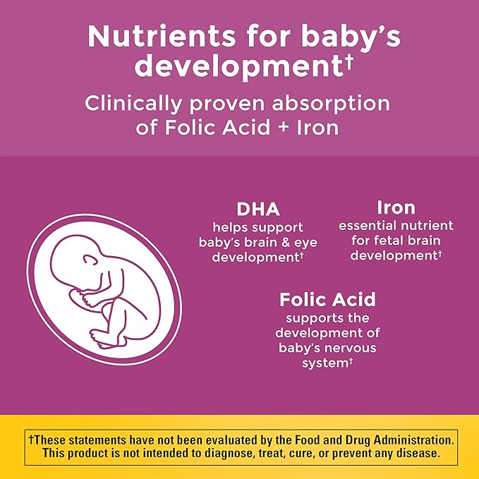 Nature Made Prenatal Vitamins for Women with Folic Acid + DHA Prenatal Vitamin and Mineral Supplement for Daily Nutritional Support 110 Softgels 110 Day Supply