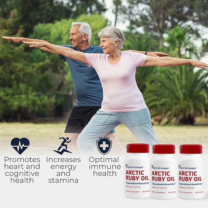 Arctic Ruby Oil - Omega 3 Supplement with Astaxanthin 2mg - Contains Essential Fatty Acids &amp Antioxidants - Supports Heart Brain Eye Skin Joint &amp Immune Health - 60 Softgels (3 Pack)