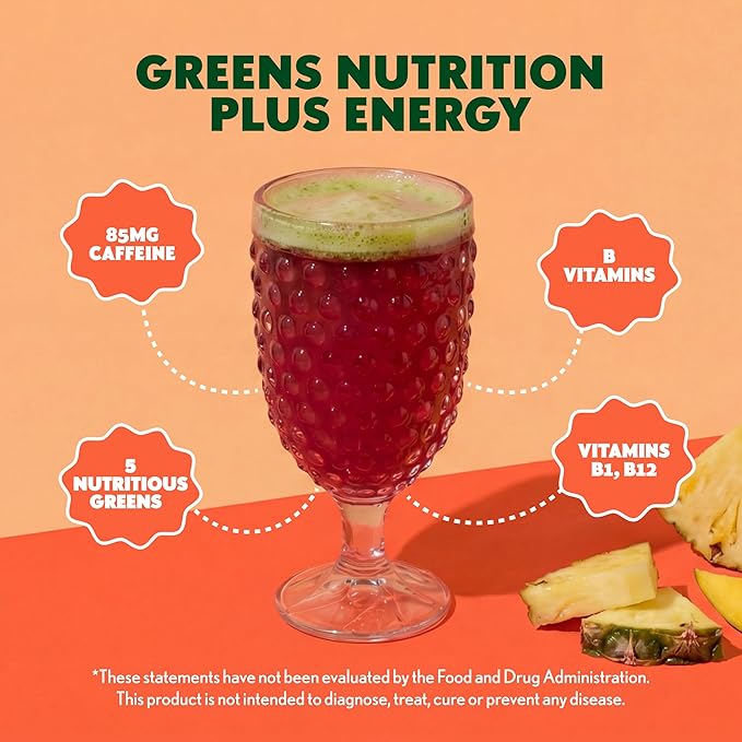 Amazing Grass Fizzy Green Tablets Energy Tropical: Greens + Green Tea Caffeine Water Flavoring Tablet with Antioxidants 60 Count