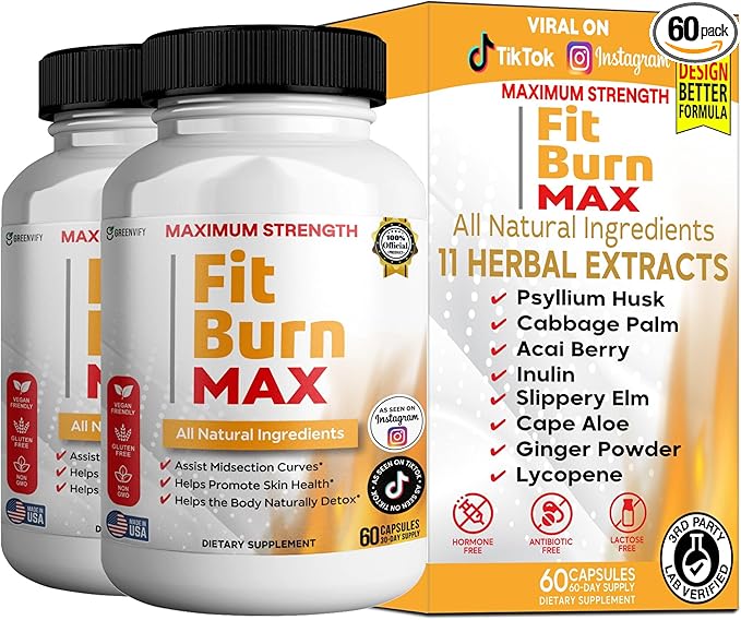 Fit Burn Max Natural Supplement 60 Capsules Vegan Gluten Free Non-GMO (2)