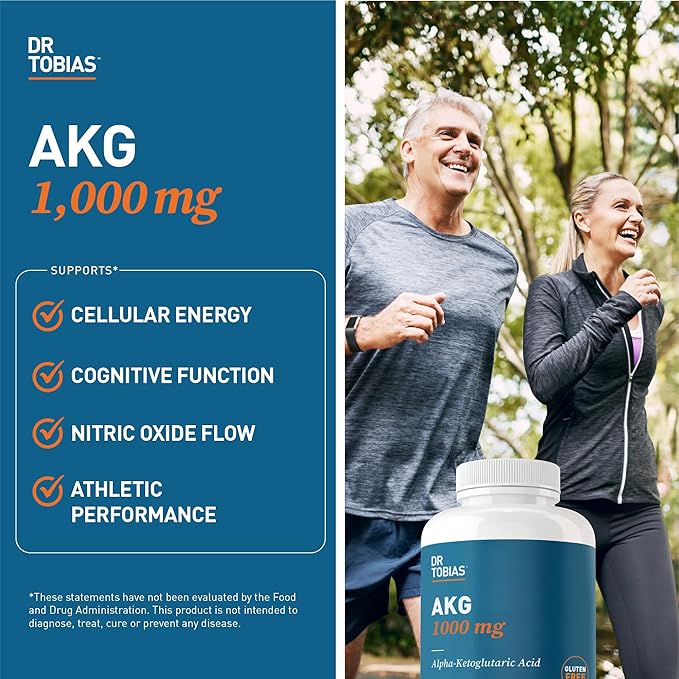 Dr. Tobias AKG Supplement &amp Omega 3 Fish Oil Support Cellular Energy &amp Overall Health with AKG and Triple-Strength Omega 3 EPA &amp DHA Non-GMO