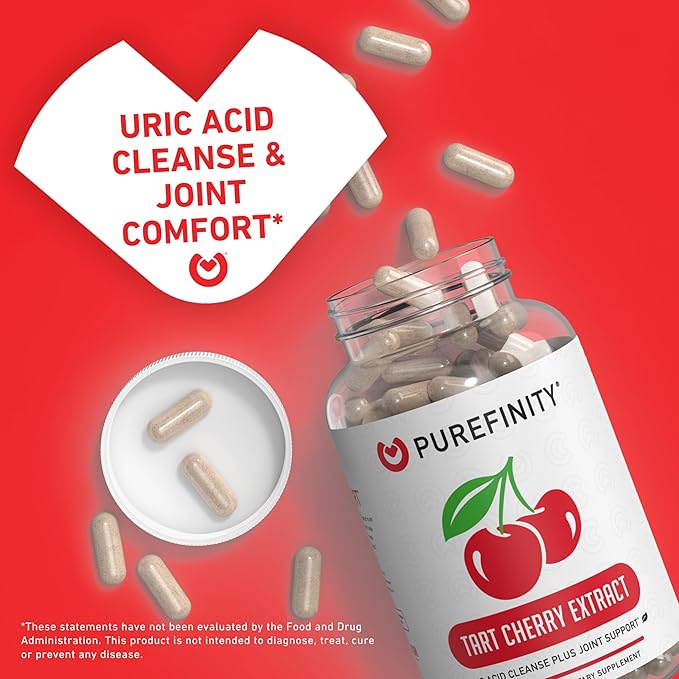 PUREFINITY Tart Cherry Extract Capsules + Uric Acid Flush Capsules Bundle