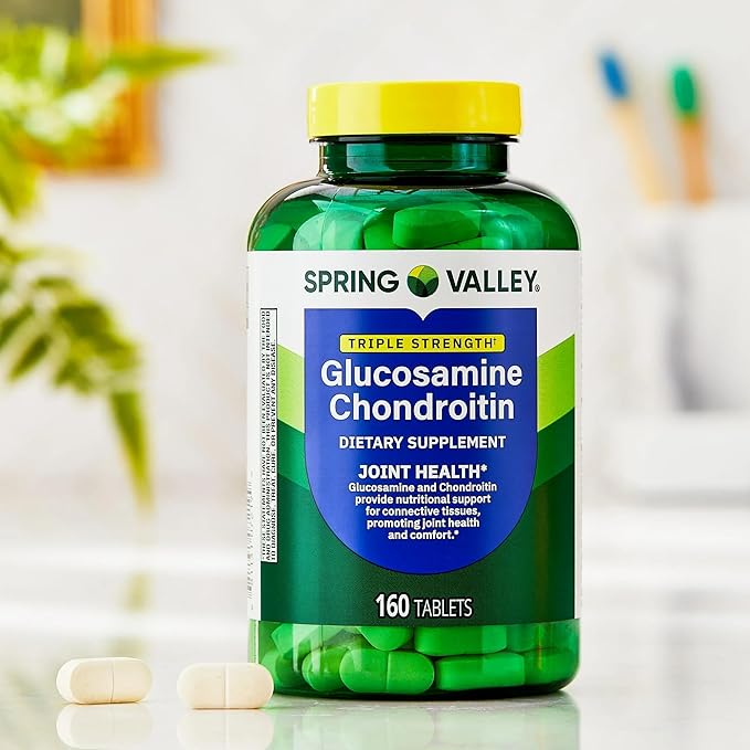 SUREFECT Spring Valley Triple Strength Glucosamine &amp Chondroitin Tablets - Joint Support 160 Count Organizer.