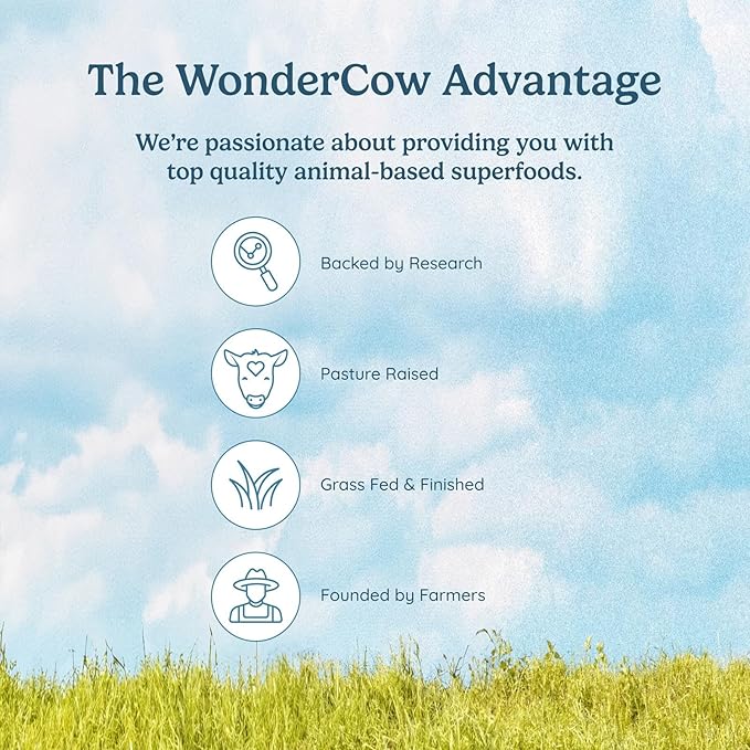 WONDERCOW Beef Liver Capsules Grass Fed Supplement - Desiccated &amp Natural Source of Protein Iron Vitamins A &amp B- Boosts Energy and Immunity | USA Grown Non-GMO Gluten Free