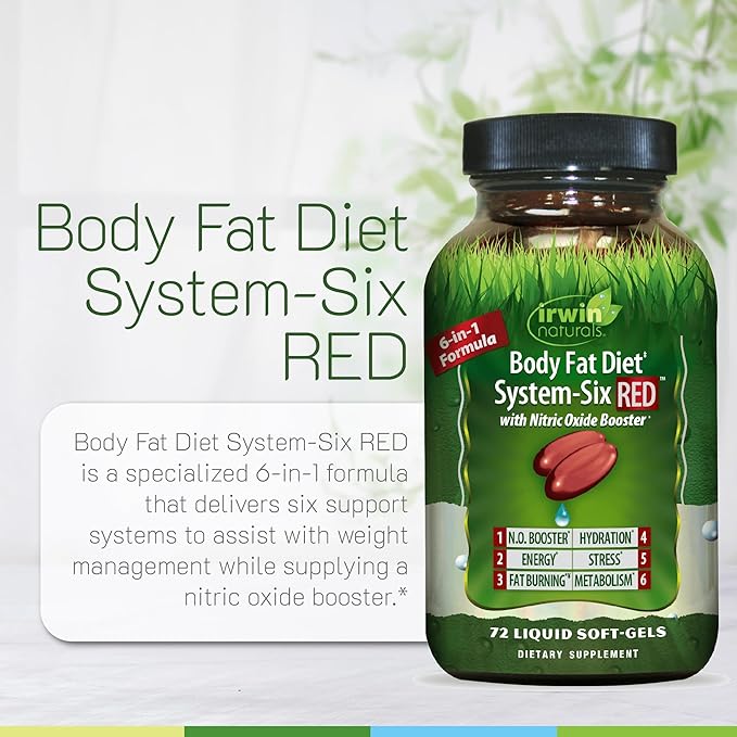 Irwin Naturals Body Fat Diet System-Six RED – 72 Liquid Soft-Gels - 2 Pack