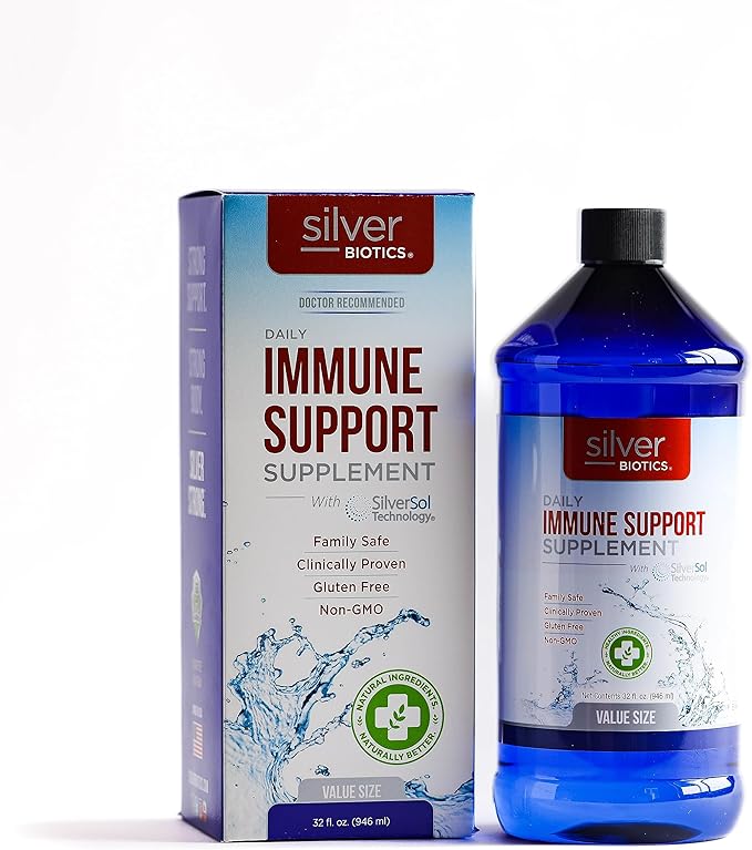 Silver Biotics Advanced Silver Technology SilverSol Ag₄O₄ 10 PPM Immune Support | Bio-Hacking Immune Building Natural Support | 32 Fl Oz