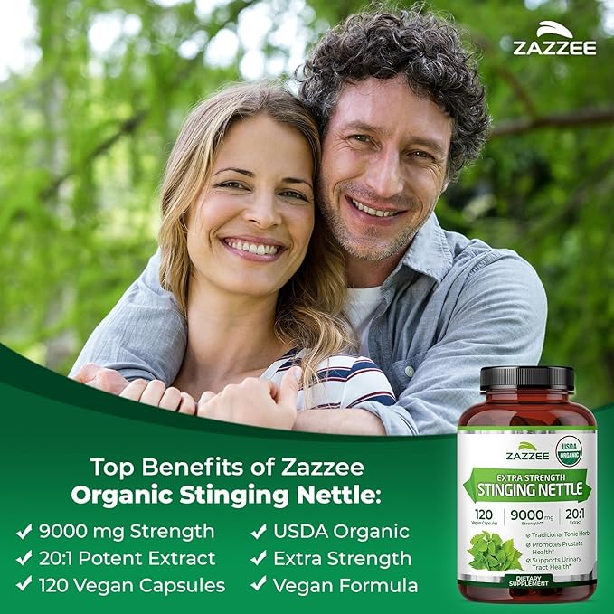 Zazzee Organic Nettle Leaf and French Maritime Pine Bark Extract Capsules | 20:1 Stinging Nettle Extract Plus French Pine Bark | Prostate Support Bundle