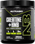 NutraBio Creatine + HMB- Creatine Monohydrate with HMB Powder for Muscle Growth Increased Strength- 30 Servings (Unflavored)