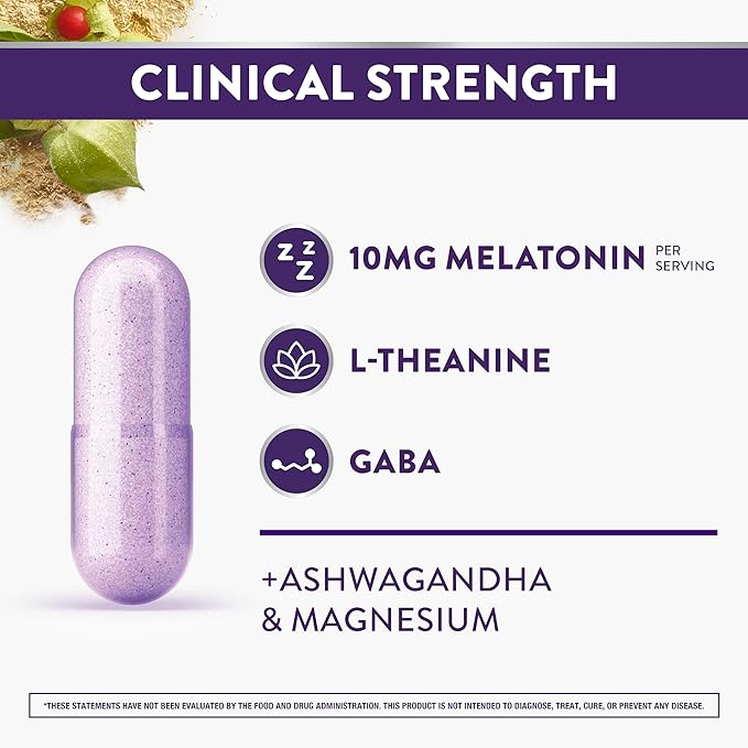 ZzzQuil Pure Zzzs Complete SleepMelatonin 10mgL-TheanineGABAwith Ashwagandhaand MagnesiumMelatonin Sleep Aid100 Count (Pack of 2)