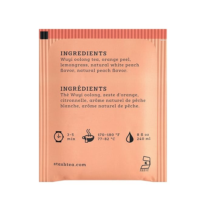 Stash Tea White Peach Wuyi Oolong Tea - Caffeinated Non-GMO Project Verified Premium Tea with No Artificial Ingredients 18 Count (Pack of 6) - 108 Bags Total