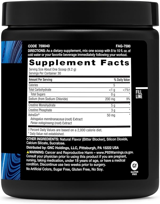 BEYOND RAW GNC Creatine Monophate - 8g Dual-Powered Creatine Powder for High-Intensity Training - AstraGin - Easy to Mix - Gluten-Free &amp Sugar-Free - Unflavored - 30 Servings