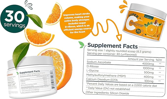 Dr. Keith's Own Super C - High Dose 4000mg Buffered Vitamin C Powder with D-Ribose Glycine MSM - Highly Absorbable Stomach-Friendly Daily Immune Support - Unflavored 200 Grams Each (3 Pack)
