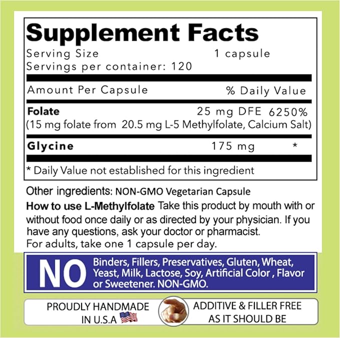 AND GIVE US TODAY OUR DAILY L-Methylfolate 15 mg / 15000 mcg Maximum Strength Active Folate 5-MTHF Filler Free Gluten Free Non-GMO Vegetarian Capsules (4 Months Supply) (120)