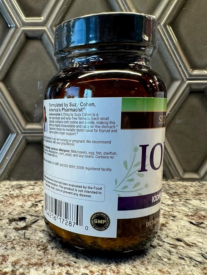 Suzy Cohen Iodine Complex Supplement - 6.25mg Iodine &amp Iodide Blend - 90 Vegetarian Capsules for Dietary Support