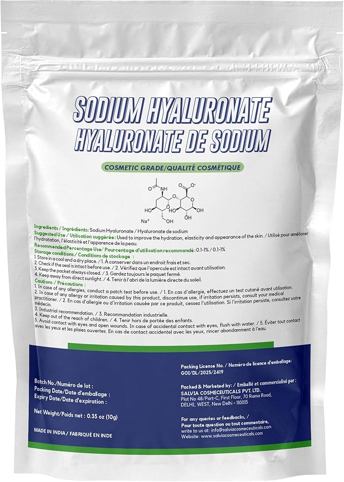 Sodium Hyaluronate Powder – Cosmetic Grade – 10 g / 0.35 oz - Hyaluronic Acid Powder for Skincare &amp DIY Cosmetic Formulations