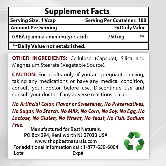 Best Naturals 5-HTP (5-hydroxytryptophan) 100 mg &amp GABA 750 mg