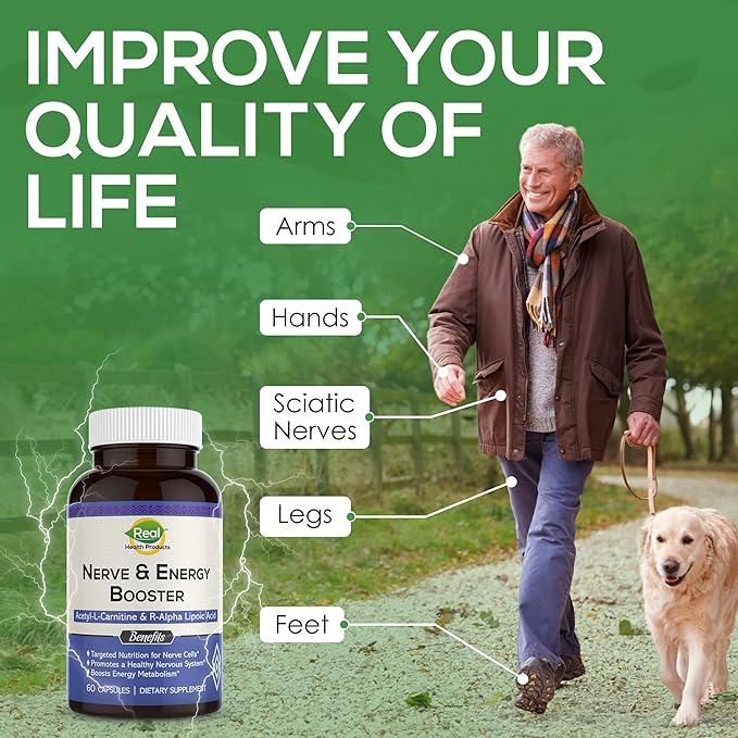 ALA Supplement - R-Alpha Lipoic Acid 300mg &amp Acetyl L-carnitine 1000mg - Nerve &amp Energy Booster for Nerve Cardiovascular Cognitive Function &amp Antioxidant Support 60 Capsules 30 Days Su