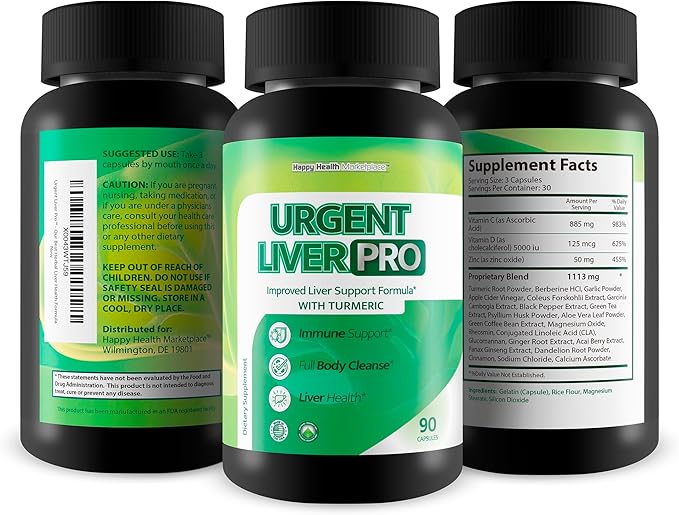 Urgent Liver Pro - Our Best Liver Health Liver Support Supplement - Natural Liver Support for Women - Herbal Liver Support Supplement for Men - Liver Health Supplement - Herbal Liver Health Formula