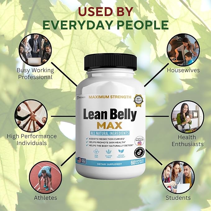 Lean Belly Max Natural Supplement 60 Capsules 30-Day Supply All Natural Ingredients Non-GMO Gluten Free (5)