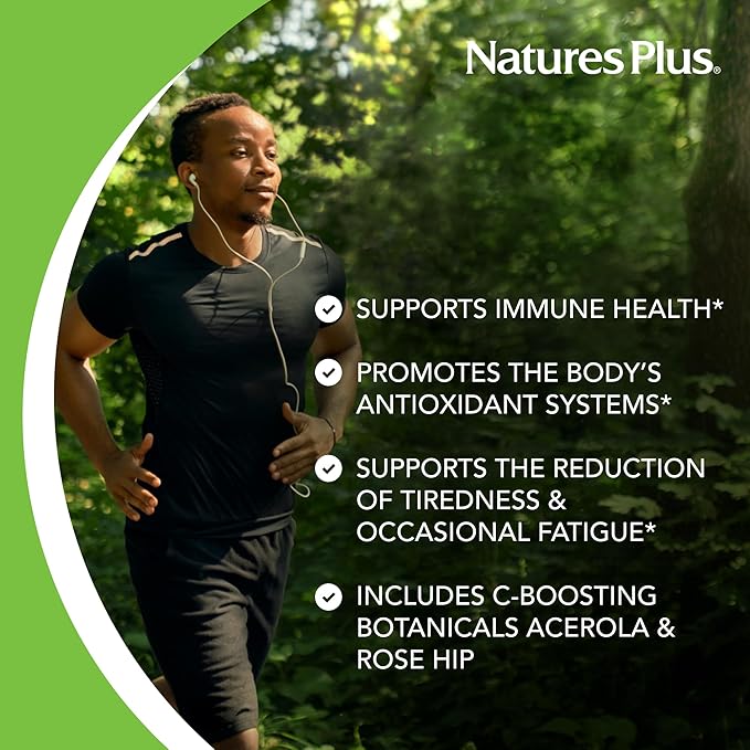 NaturesPlus Super C Complex - 180 Capsules - 1000mg Vitamin C + 500mg Bioflavonoids - Vegan Gluten Free - 90 Servings
