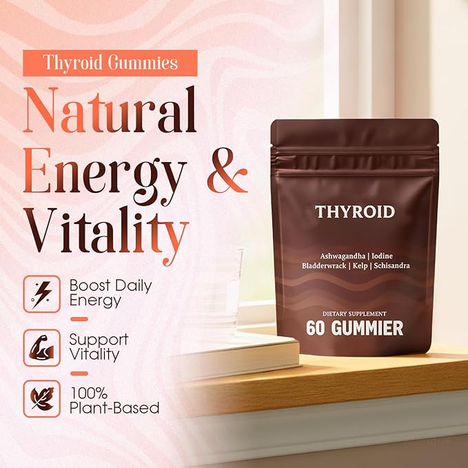 Thyroid Gummies for Women – with Ashwagandha Bladderwrack Schisandra &amp Iodine – Energy Metabolism &amp Hormone Balance 60 Count (1)