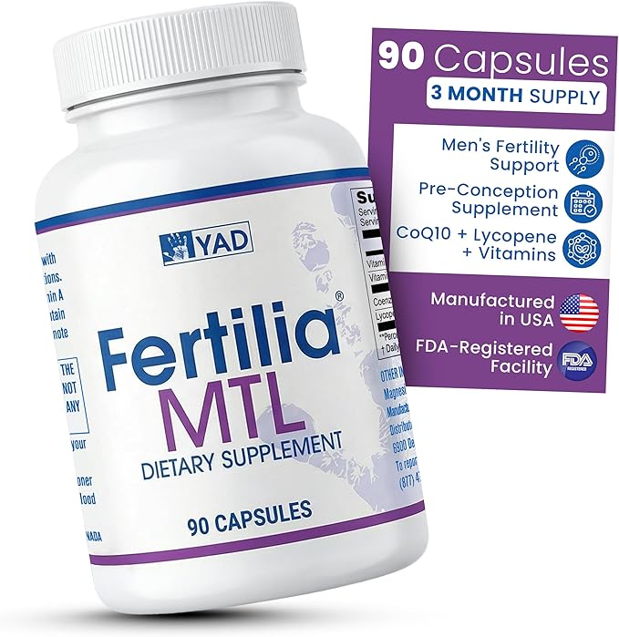 Fertilila MTL – Men’s Fertility Support Supplement | Male Pre-Conception Vitamins | Non-GMO Gluten-Free Dairy-Free | 90 Capsules - 3 Month Supply