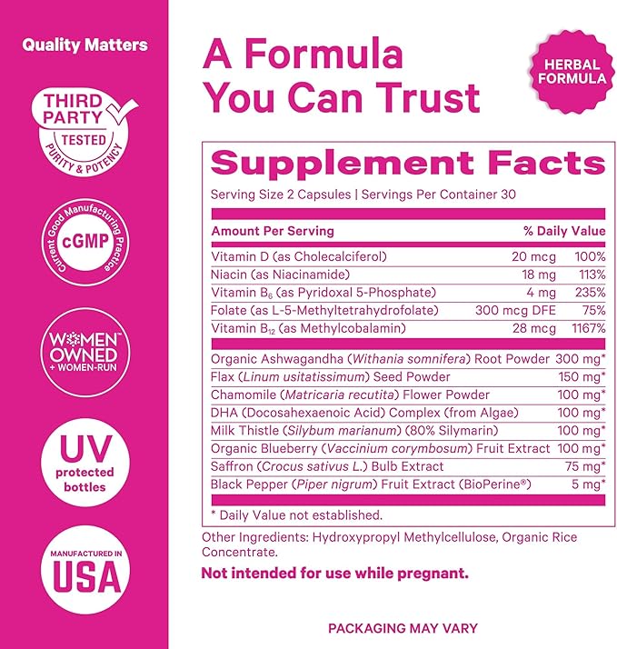 Pink Stork Digestive Health &amp Stress Support | Cortisol Complex with Adaptogens &amp Digestive Enzymes | Gut Energy Hormone &amp Mood Balance Support for Women