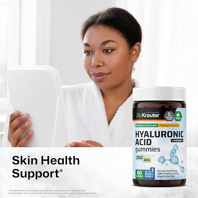 BIO KRAUTER Hyaluronic Acid 60 Gummies &amp Saw Palmetto Tincture 4 Fl. Oz.
