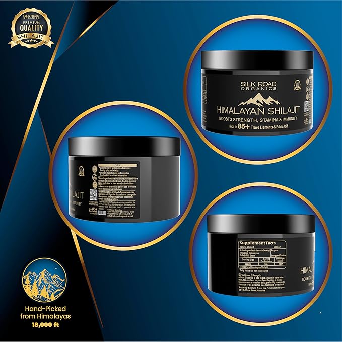 Natural Himalayan Shilajit Hard Resin - 35 gm Organic Shilajit Resin with Fulvic Acid and 85+ Trace Minerals for Metabolism Immunity Energy &amp Focus - Gold Grade Natural Shilajit &amp Measuring