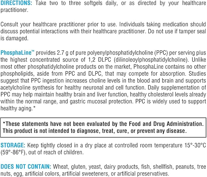 XYMOGEN PhosphaLine - Polyenylphosphatidylcholine Supplement for Liver &amp Cardiovascular Health Support* - Phosphatidylcholine - Gluten-Free - 100 Softgels