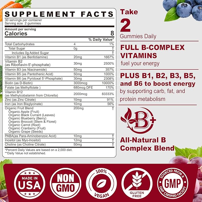 Fiber Gummies for Adults + Vitamin B Complex Gummies for Women