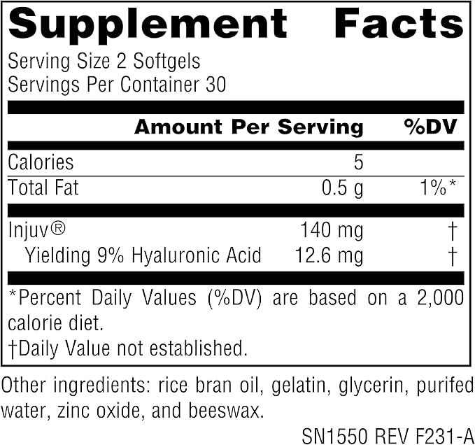 Source Naturals Hyaluronic Acid Injuv 70mg - 60 Softgels