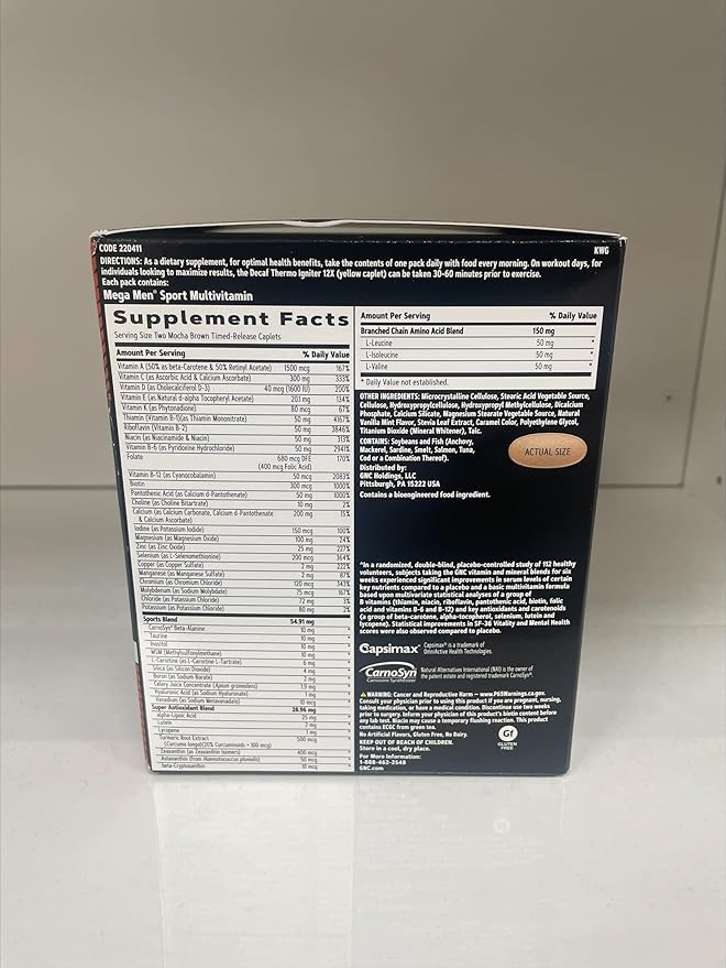 GNC Men's Ripped Clinically Studied Multivitamin Blend Lean Muscle Support Non-Stimulant Formula 30 Servings