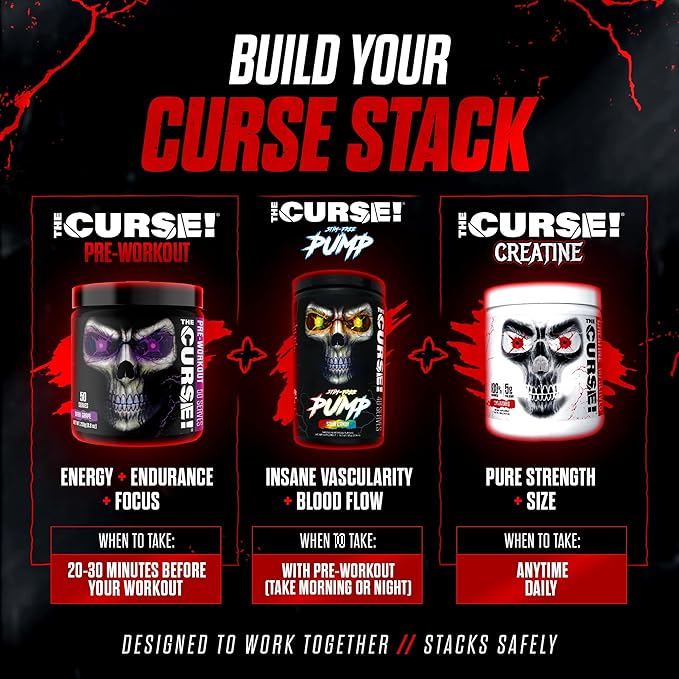 JNX SPORTS The Curse! Pre Workout Powder for Men &amp Women – 50 Servings Green Apple Flavor – Caffeine L Citrulline Beta Alanine &amp Creatine for Explosive Energy Strength Pump &amp Focus