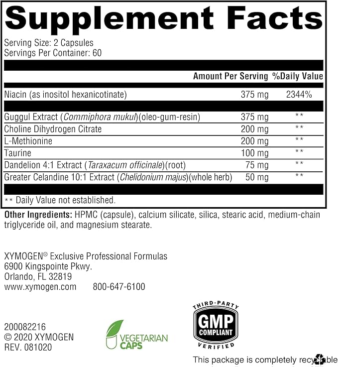 XYMOGEN LipotropiX - Choline Taurine &amp Methionine Formula - Liver &amp Lipid Metabolism Support - Vegan Gluten-Free &amp Non-GMO - 120 Capsules