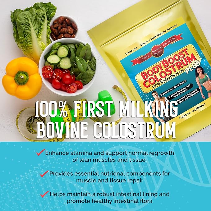 BodyBoost Colostrum Whole 100% Bovine Colostrum Powder Immune Booster Supplement with Immunoglobulin &amp LactoferrinGrass Fed Colostrum Gut Health &amp Muscle Growth Diverse Intake 1 kg 35 o