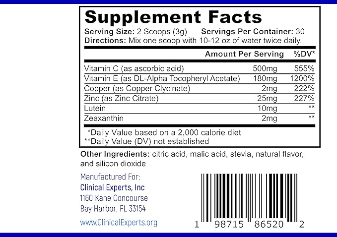 Navan AREDS 2 Powder - for Those Who Can't Consume Tablets or Softgels - Eye Vitamins &amp Minerals Antioxidant Supplement by Clinical Experts - Lutein Zeaxanthin &amp Zinc - Kosher Style 30 Servi