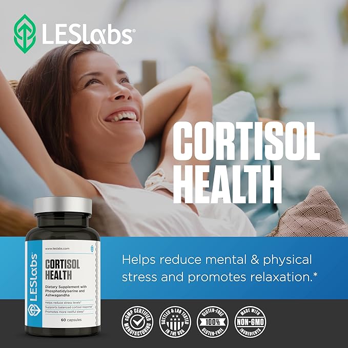 LES Labs Cortisol and Metabolic Health Support Duo – Supplement for Cortisol Balance and Thyroid Support – 60 + 60 Capsules